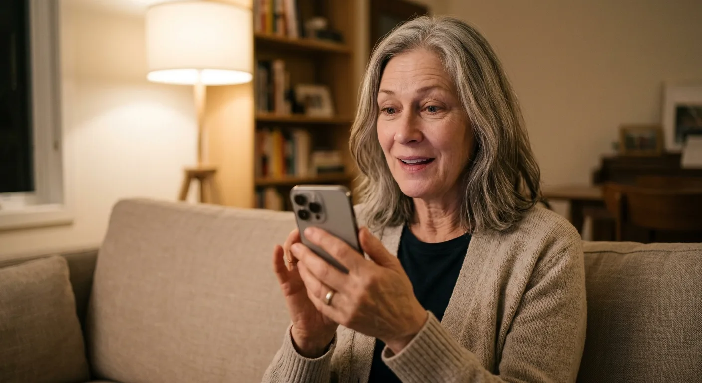 Woman discovering GloraMD on her phone