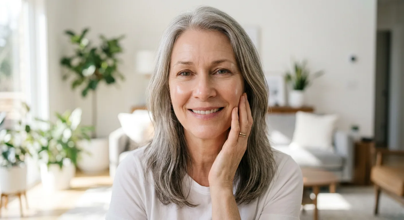 Radiant woman with glowing skin smiling